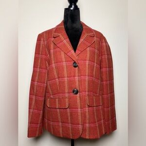 Talbots Woman Rust Wool Blazer with Peplum Back 14 Equestrian Academia Corpcore